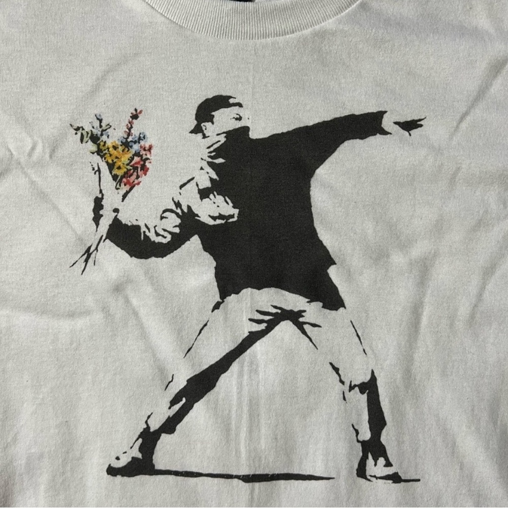 Flower Thrower Banksy street art punk goth White Unisex T-Shirt